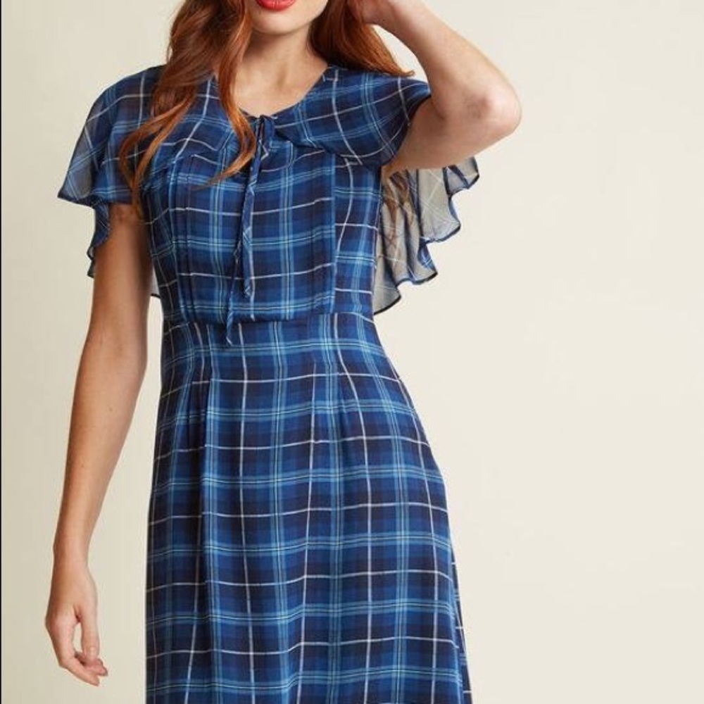 Modcloth chiffon cape dress